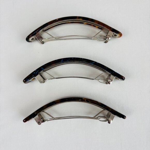 3 Tortoise Shell Color Barrettes Made in France Hair Clasp main image 8